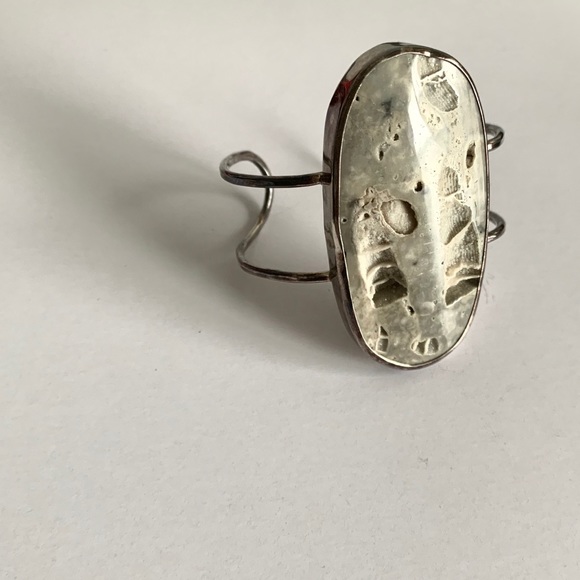 Melissa Joy Manning Jewelry - One of a Kind Silver Fossil Cuff Bracelet